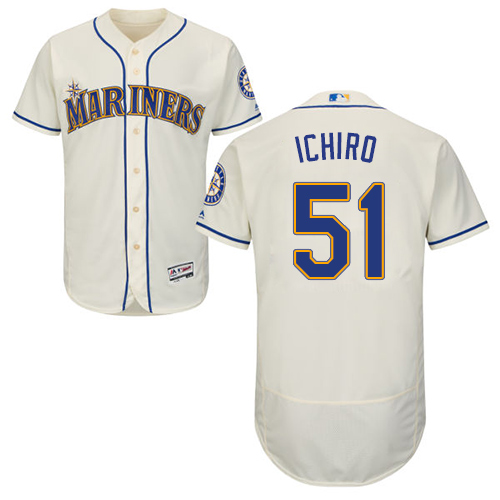 Mariners #51 Ichiro Suzuki Cream Flexbase Authentic Collection Stitched MLB Jersey